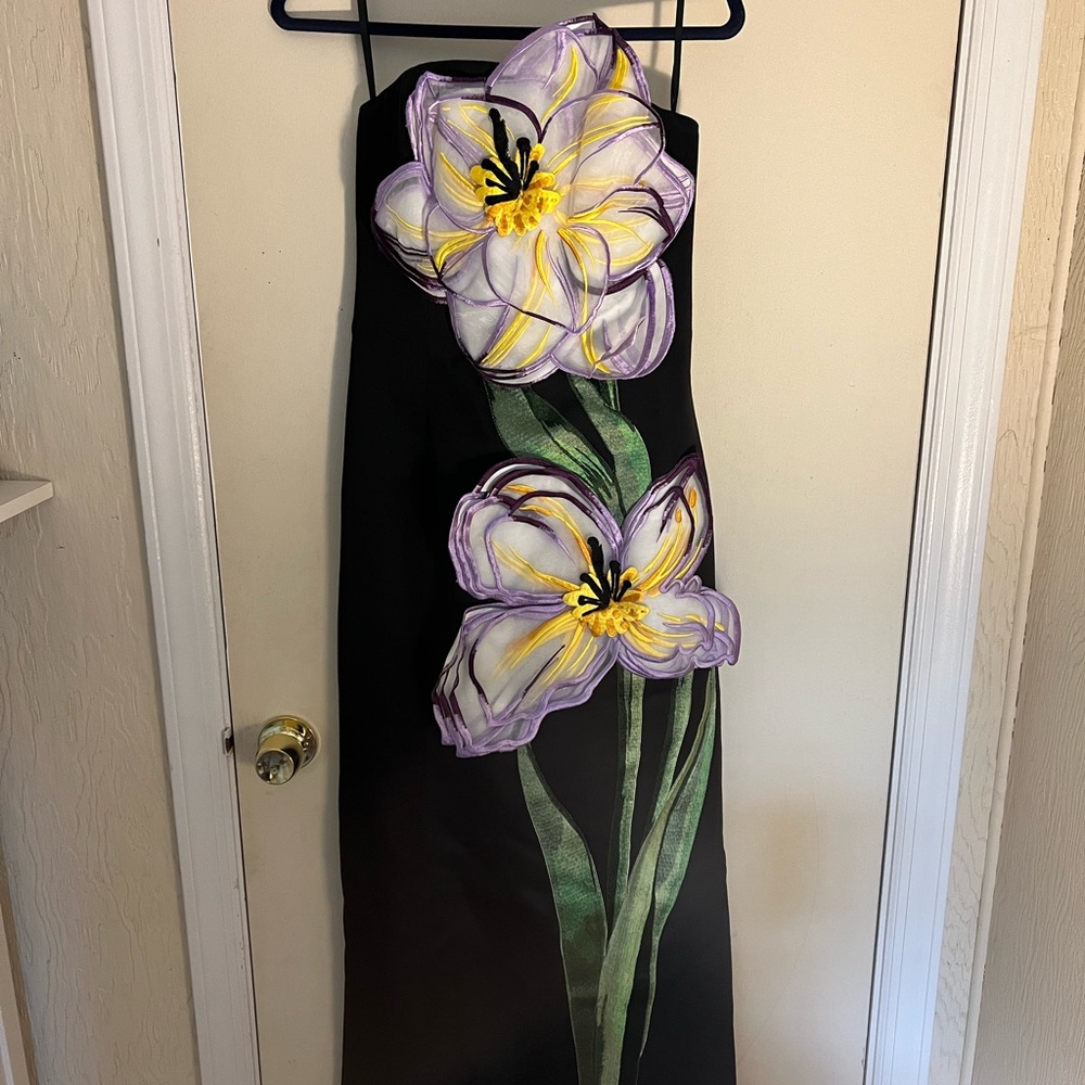 Leo Lin Floral Black Dress